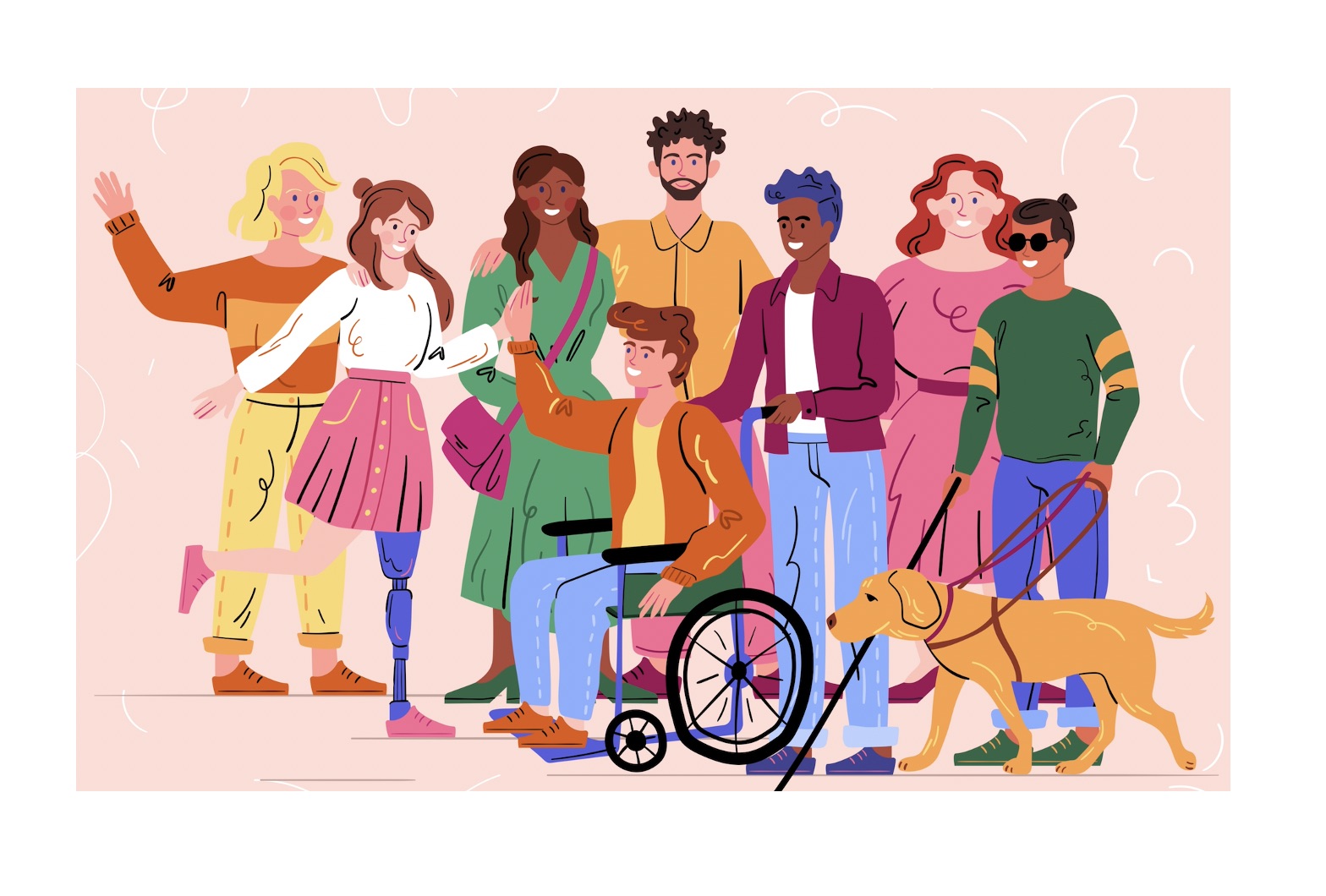 Group of people with various disabilities.