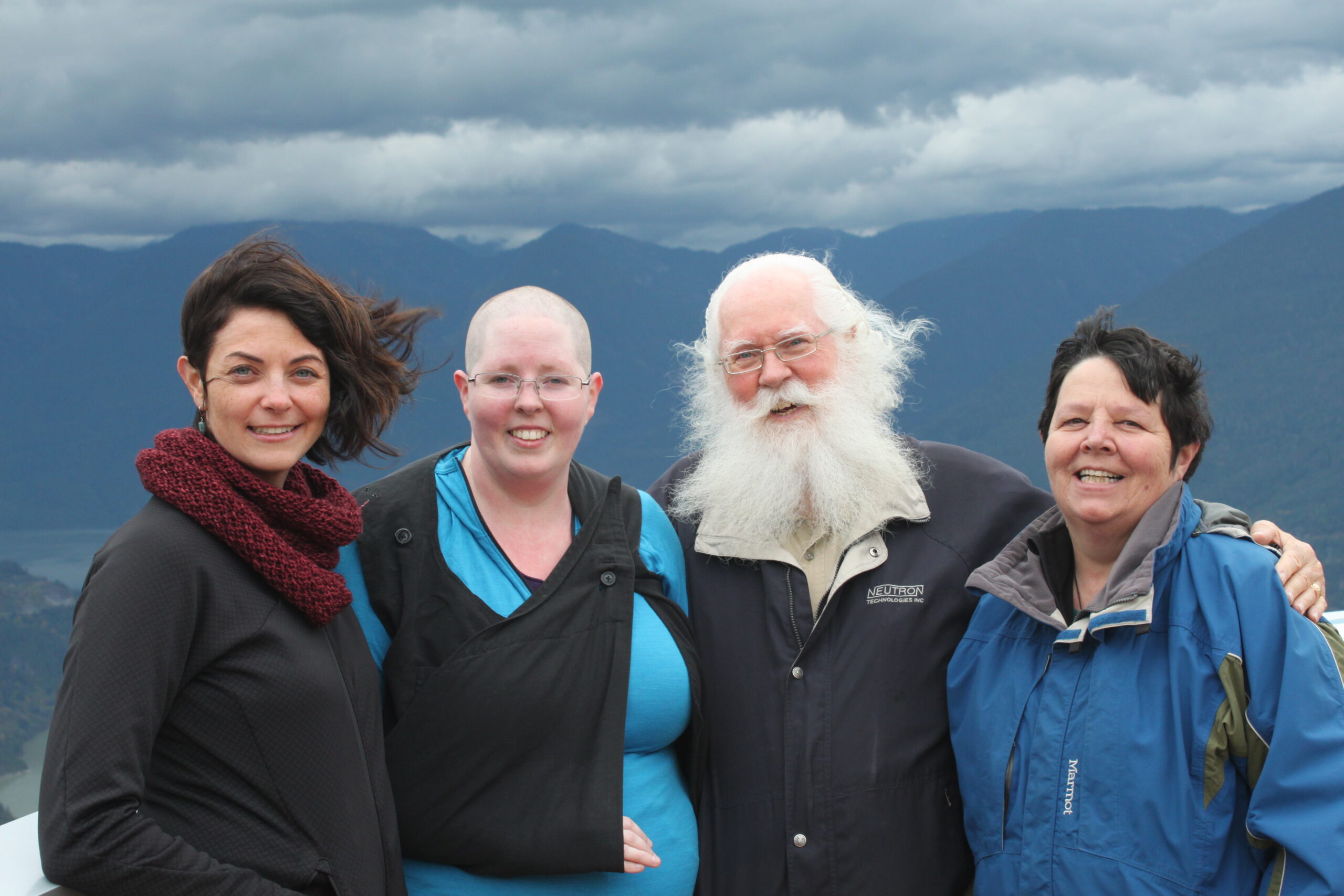 Photo of Colleen, Heather, Michael, and Gail McCain at top of Grouse Mountain.