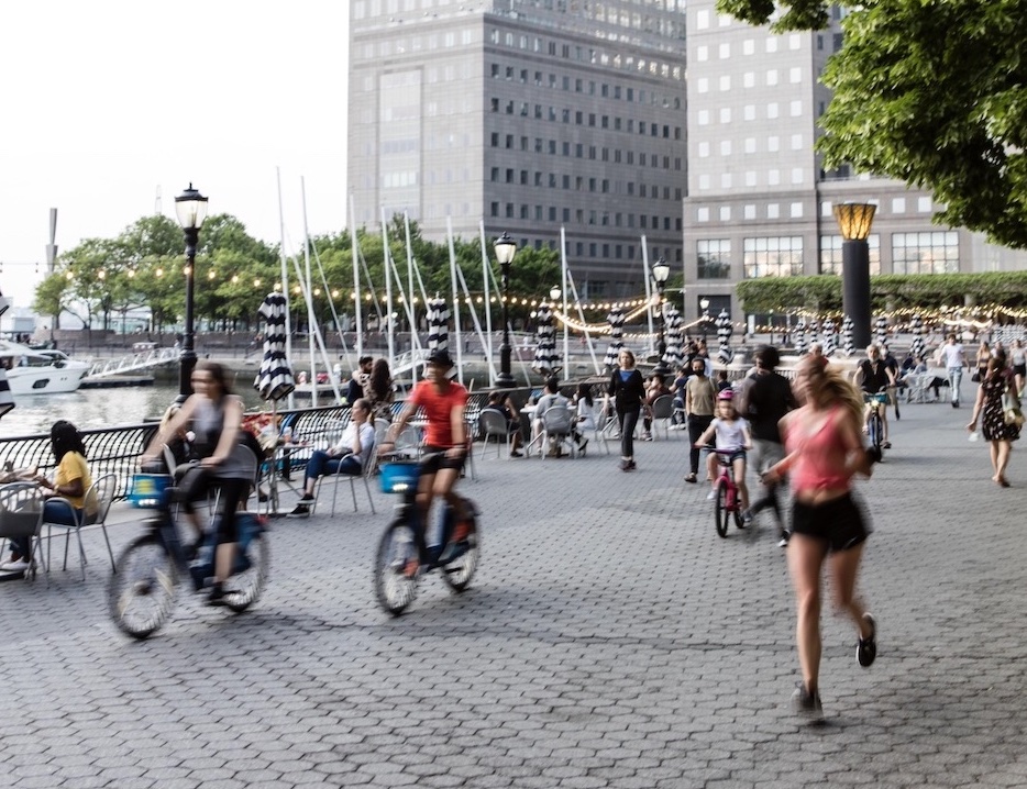 People using seawall