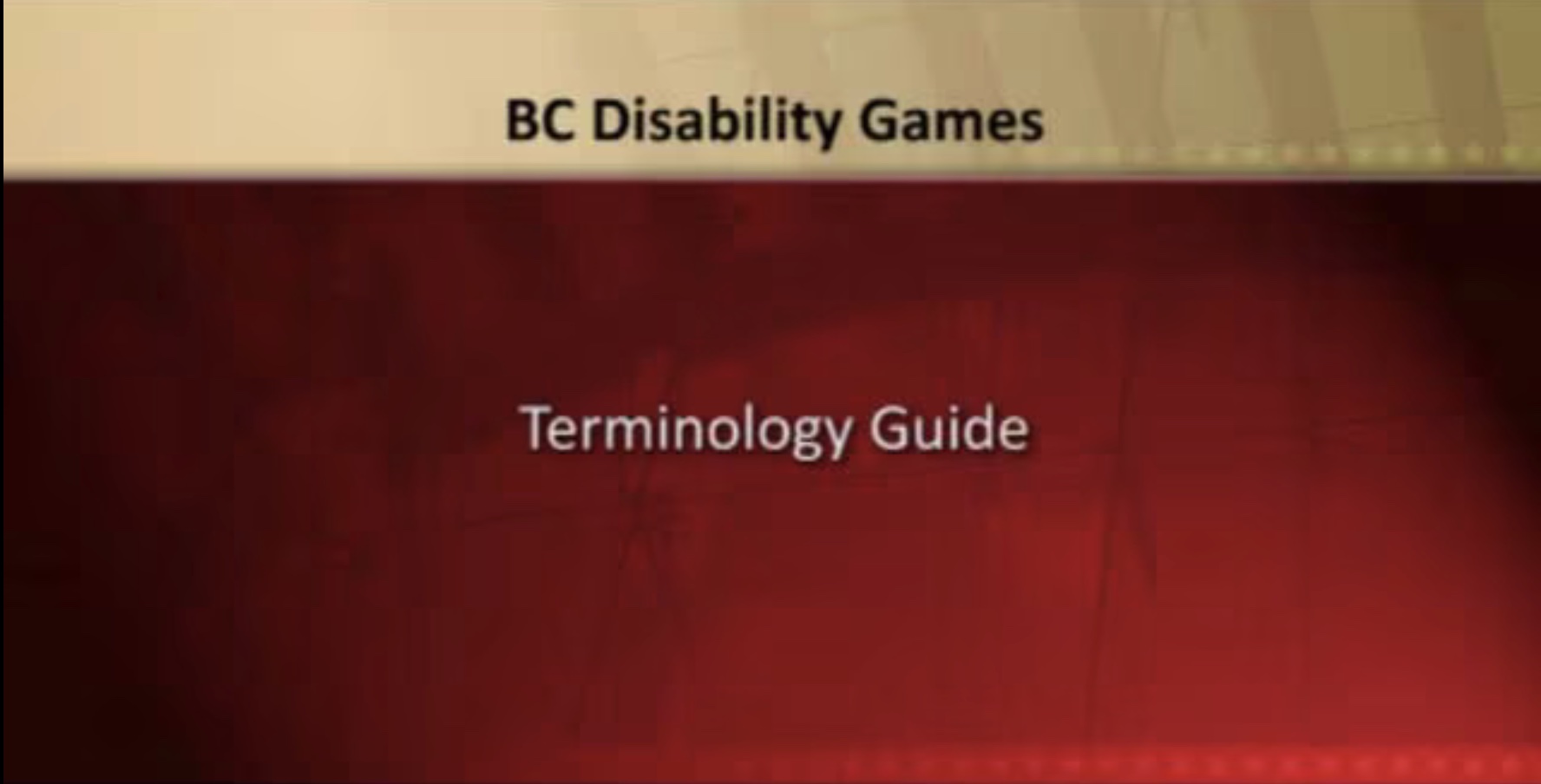 Screenshot of slide at beginning of Terminology Guide video.