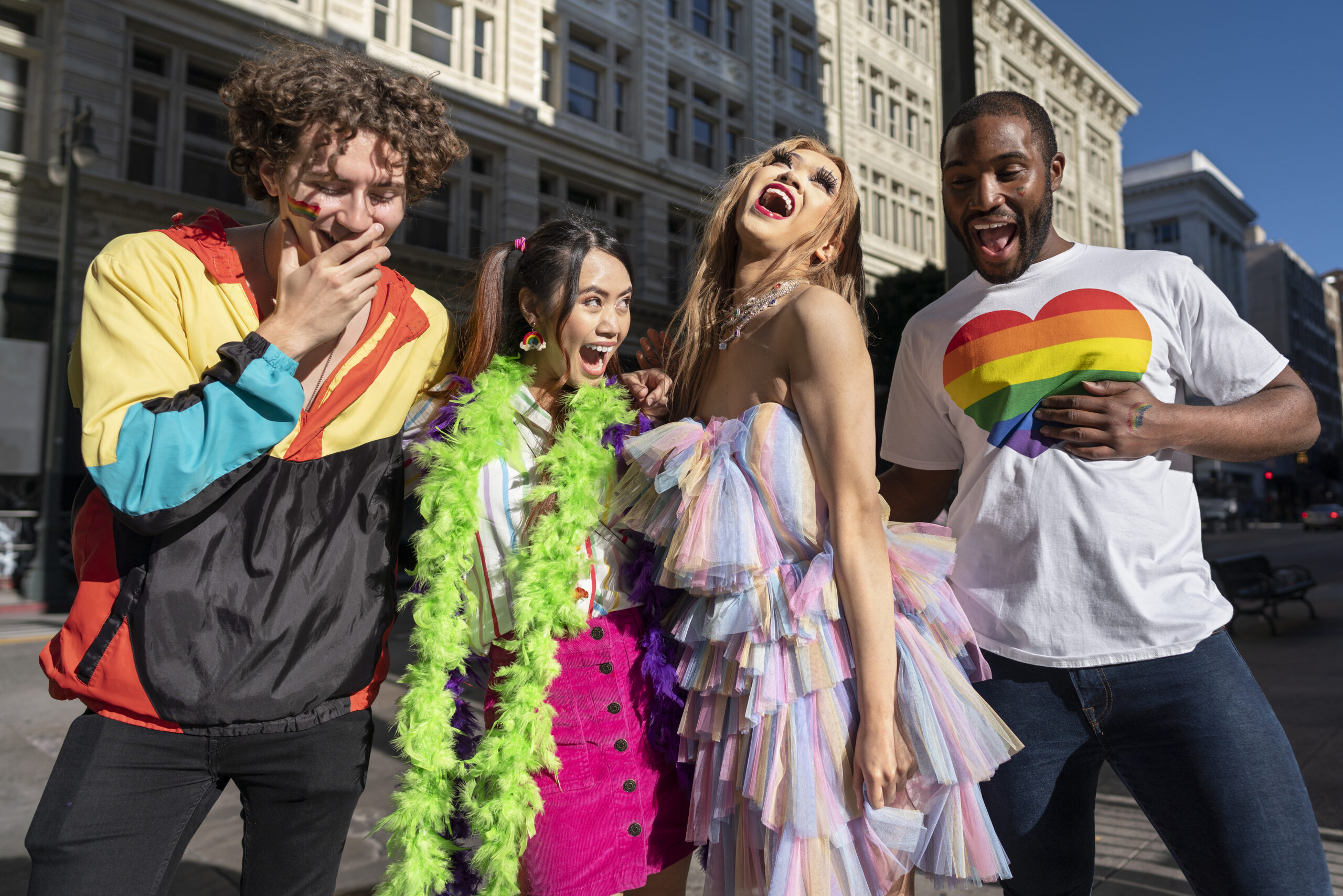4 people enjoying a Pride celebration